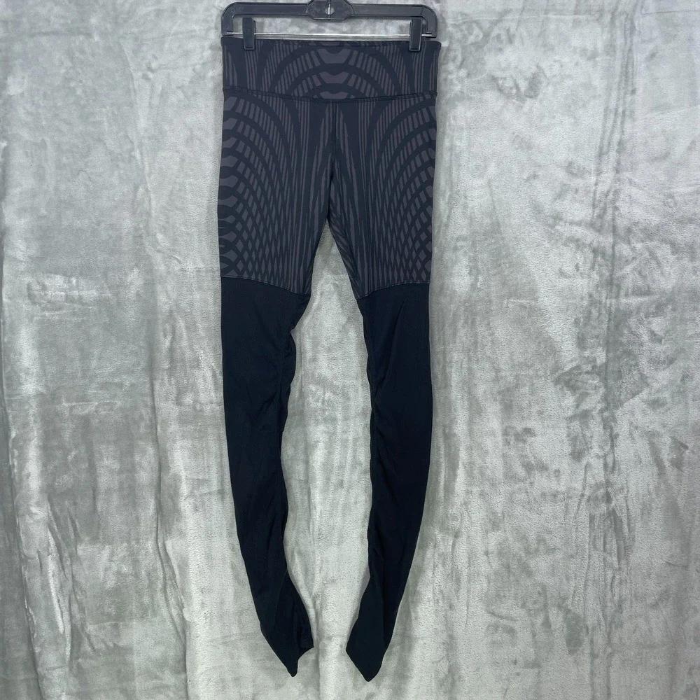 ALO Yoga  Women's Size M Gray/Black Goddess Ribbed Leggings Ruched Hi-Rise